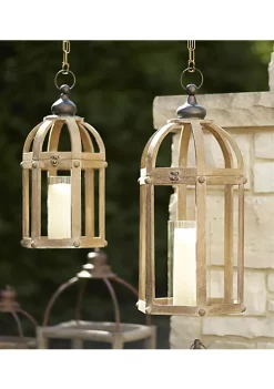 Buy ⭐ Melrose Lanterns (Set Of 2) 21"H, 28"H Wood/Metal/Glass 🎁