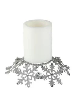 Discount βοΈ Melrose 9Inch Silver Snowflake Glittered and Jeweled β Christmas Pillar Candle Holder π