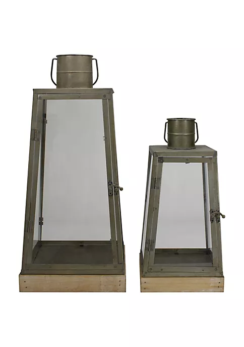 Deals 😉 Melrose Set of 2 Rustic Silver Candle Lanterns With an Attached Handle - 24" 😀 3 Deals 😉 Melrose Set of 2 Rustic Silver Candle Lanterns With an Attached Handle - 24" 😀 - Image 3