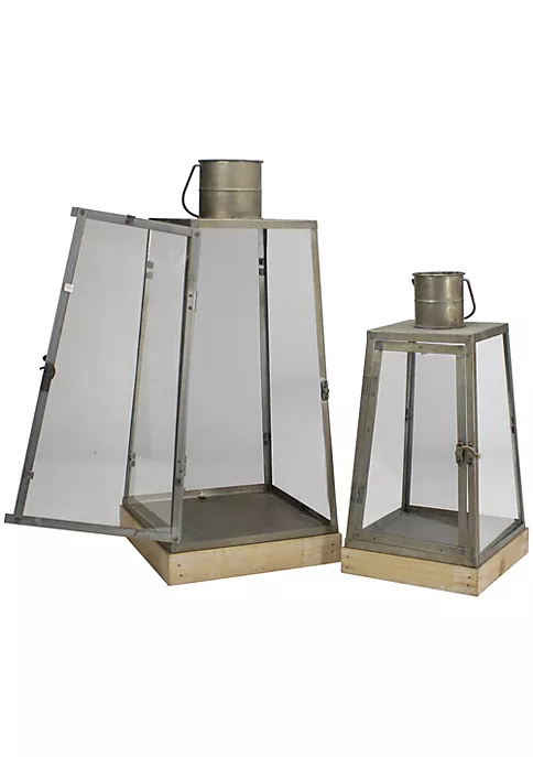 Deals 😉 Melrose Set of 2 Rustic Silver Candle Lanterns With an Attached Handle - 24" 😀 4 Deals 😉 Melrose Set of 2 Rustic Silver Candle Lanterns With an Attached Handle - 24" 😀 - Image 4