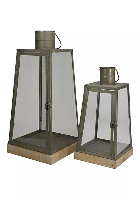Deals 😉 Melrose Set of 2 Rustic Silver Candle Lanterns With an Attached Handle - 24" 😀 5 Deals 😉 Melrose Set of 2 Rustic Silver Candle Lanterns With an Attached Handle - 24" 😀 - Image 5
