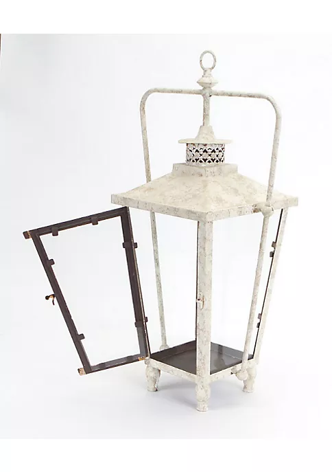 Flash Sale 😍 Melrose 23" Distressed Rustic White Spackled Indoor/Outdoor Candle Holder Lantern 💯 2 Flash Sale 😍 Melrose 23" Distressed Rustic White Spackled Indoor/Outdoor Candle Holder Lantern 💯 - Image 2