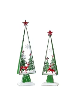 Best deal ๐ฅฐ Melrose Set of 2 Green and Red Cut-Out ๐ Christmas Tree Tabletop Decors 32" ๐งจ