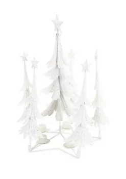 Cheap ๐ Melrose 21" White Glittered ๐ Christmas Tree Tea Light Candle Holder ๐