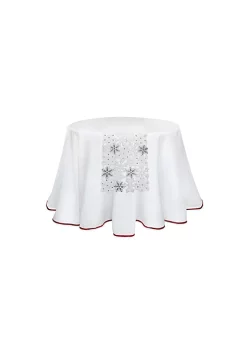 New ⌛ Melrose 13.5" White and Silver Colored Snowflake Embroidered 🎄 Christmas Table Runner ⌛
