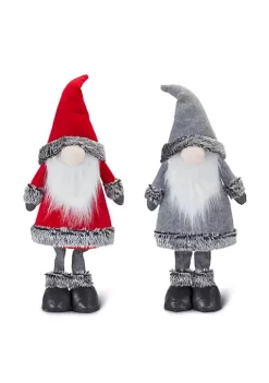 Budget 🔔 Melrose Set of 2 Red and Gray Gnomes 🎄 Christmas Tabletop Decors 24" 🛒