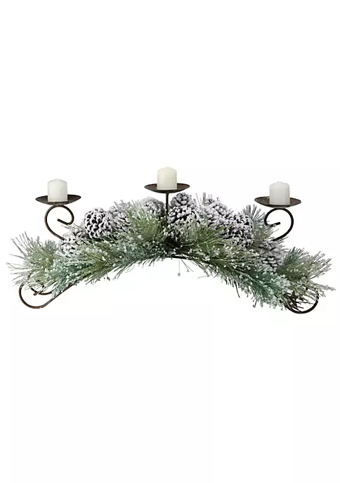 Best Sale 🔥 Melrose 30" Green Frosted Pine Needle and Pine Cone 🎅 Christmas Candle Holder 🎉 3 Best Sale 🔥 Melrose 30" Green Frosted Pine Needle and Pine Cone 🎅 Christmas Candle Holder 🎉 - Image 3