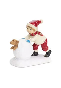 Deals ๐ฅ Melrose 5.75" Boy on a Snowball with a Puppy โ Christmas Tabletop Figurine ๐