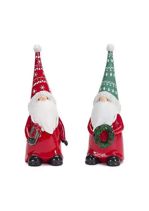 New โญ Melrose Set of 2 Gnomes Holding Gift and Wreath ๐ Christmas Figurine 9" โค๏ธ 2 New โญ Melrose Set of 2 Gnomes Holding Gift and Wreath ๐ Christmas Figurine 9" โค๏ธ - Image 2