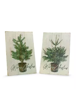 Budget π€© Melrose Set of 2 "Merry π Christmas" Tree Plaque 11" π