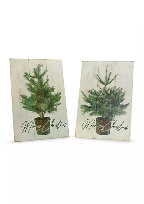 Budget ๐คฉ Melrose Set of 2 "Merry ๐ Christmas" Tree Plaque 11" ๐ 1 Budget ๐คฉ Melrose Set of 2 "Merry ๐ Christmas" Tree Plaque 11" ๐