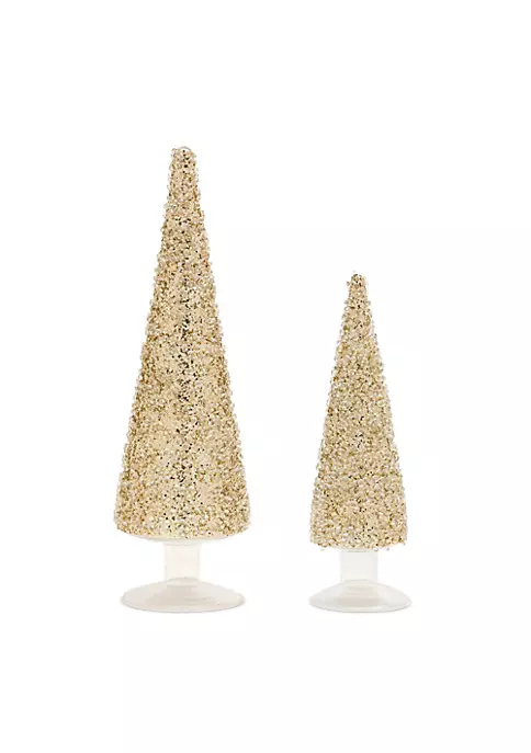 Flash Sale 🛒 Melrose Set of 2 Gold Sparkling 🎄 Christmas Tree Cone Tabletop Decors 11.5" 😀 2 Flash Sale 🛒 Melrose Set of 2 Gold Sparkling 🎄 Christmas Tree Cone Tabletop Decors 11.5" 😀 - Image 2