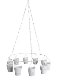 Flash Sale ๐งจ Melrose 25.5" White Round Hanging Tealight Candleholder Floral Buckets ๐งจ