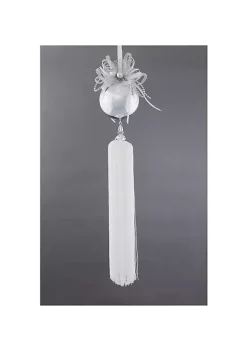 New ๐คฉ Melrose 21" Silver and White Snow Drift Ball with Tassel ๐ Christmas Ornament ๐