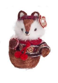 Wholesale ๐ Melrose 9" Brown and White Mrs.Fox Wearing Knit Sweater Tabletop Decor ๐