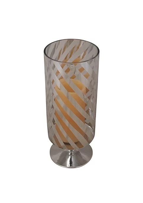 Deals 😍 Melrose 12" Silver and Clear Swirl Striped Glass Candle Holder 🛒 2 Deals 😍 Melrose 12" Silver and Clear Swirl Striped Glass Candle Holder 🛒 - Image 2