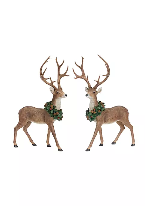Buy ๐ Melrose Set of 2 Adorable Two Reindeers Wearing Wreath โ Christmas Figurine 28.5" ๐ฅ 2 Buy ๐ Melrose Set of 2 Adorable Two Reindeers Wearing Wreath โ Christmas Figurine 28.5" ๐ฅ - Image 2