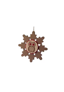 Best Sale 🎉 Melrose 7" Brown and Red Embroidered Craft Snowflake with Owl Stamp 🔔 Christmas Ornament 🔥