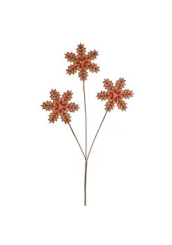 Top 10 🎉 Melrose 23" Red and Brown Snowflake Long Stem Artificial 🎅 Christmas Spray 🤩