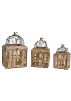 Deals ๐คฉ Melrose Set of 3 Wooden Geometric Silhouettes Birdcage Outdoor Decorations 25.25โ ๐งจ
