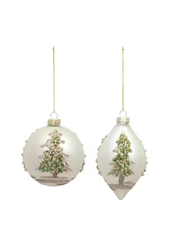 Cheap 🔔 Melrose Set of 6 Round and Onion Shaped Glass 🔔 Christmas Ornaments 6" 💯