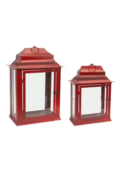 Best Sale 🌟 Melrose Lanterns (Set Of 2) 21"H, 16"H Metal/Glass 🥰 -Melrose Sales Shop Belk 563