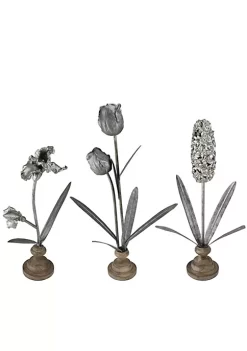 Discount ๐ฏ Melrose Set of 3 Country Rustic Distressed Finished Floral Tabletop Decorations 22.5โ โค๏ธ