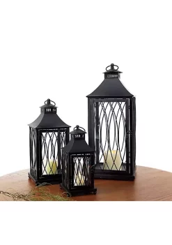 Budget 🎁 Melrose Lantern (Set Of 3) 11.5"H,16"H,24"H Metal/Glass 🧨 -Melrose Sales Shop Belk 585