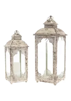Best deal 🧨 Melrose Lantern (Set Of 2) 17.5"-22"H Iron/Glass 🤩 -Melrose Sales Shop Belk 603