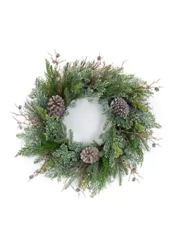 Deals 🛒 Melrose Juniper and Pine Artificial ❄ Christmas Wreath 27.75-Inch Unlit 🔥