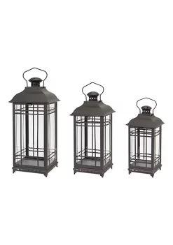 New 👏 Melrose Lantern (Set Of 3) 14"H, 17"H, 20"H Metal/Glass 🥰 -Melrose Sales Shop Belk 618