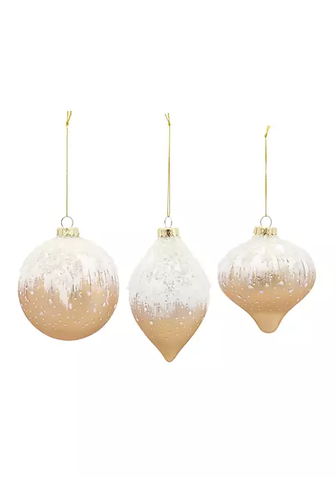 New โ๏ธ Melrose Set of 6 Gold and White Finish Glass ๐ Christmas Ball Ornament 3.75-5.75" ๐ 2 New โ๏ธ Melrose Set of 6 Gold and White Finish Glass ๐ Christmas Ball Ornament 3.75-5.75" ๐ - Image 2