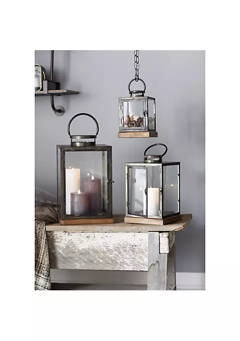 Flash Sale ✔️ Melrose Set of 3 Bronze Glass Candle Lanterns With a Latch Hook Lock - 21" 😀 2 Flash Sale ✔️ Melrose Set of 3 Bronze Glass Candle Lanterns With a Latch Hook Lock - 21" 😀 - Image 2