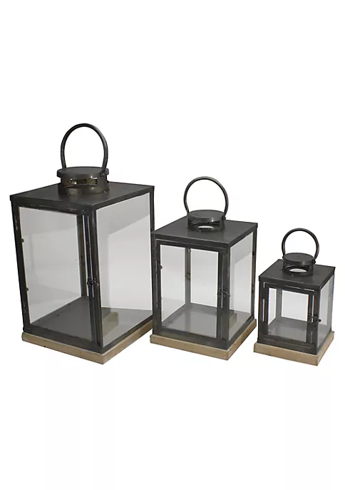 Flash Sale ✔️ Melrose Set of 3 Bronze Glass Candle Lanterns With a Latch Hook Lock - 21" 😀 3 Flash Sale ✔️ Melrose Set of 3 Bronze Glass Candle Lanterns With a Latch Hook Lock - 21" 😀 - Image 3