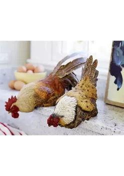 Outlet โ Melrose Hen/Rooster Shelf Sitter (Set Of 2) 11"L, 16"L Polyresin/Metal ๐