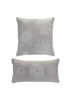 Discount π Melrose Set of 2 Gray and White π Christmas Snowflakes Throw Pillow 19" π₯