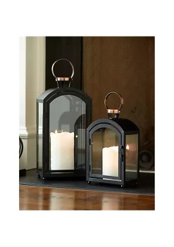 Outlet 😀 Melrose Set of 2 Black Metal Dome Lanterns with Copper Handle 20" 🔔 7 Outlet 😀 Melrose Set of 2 Black Metal Dome Lanterns with Copper Handle 20" 🔔 -Melrose Sales Shop Belk 638