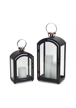Outlet 😀 Melrose Set of 2 Black Metal Dome Lanterns with Copper Handle 20" 🔔 8 Outlet 😀 Melrose Set of 2 Black Metal Dome Lanterns with Copper Handle 20" 🔔 -Melrose Sales Shop Belk 639