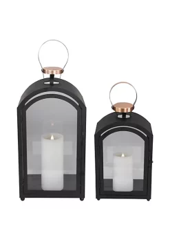 Outlet 😀 Melrose Set of 2 Black Metal Dome Lanterns with Copper Handle 20" 🔔 9 Outlet 😀 Melrose Set of 2 Black Metal Dome Lanterns with Copper Handle 20" 🔔 -Melrose Sales Shop Belk 640