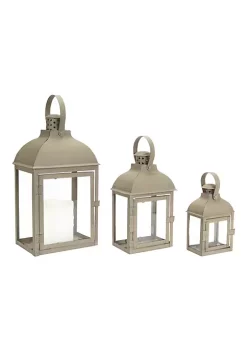 Budget 💯 Melrose Lantern (Set Of 3) 7.5"-14"H Iron/Glass ✔️ -Melrose Sales Shop Belk 645
