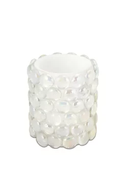 Flash Sale 👏 Melrose 4" White Beaded LED Lighted Battery Operated Flameless Pillar Candle - Amber Flicker Flame 👏