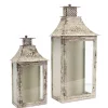 Best Sale 💯 Melrose Set of 2 Vintage Antiqued Cream Wall Mounted Pillar Candle Lanterns - 20" 🔔