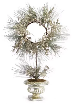 Buy ๐ Melrose Green and Gold Champagne Potted Pine Artificial ๐ Christmas Wreath - 28-Inch Unlit ๐