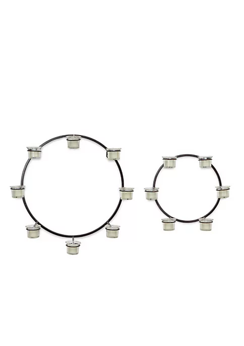Coupon ⌛ Melrose Set of 2 Modern Circle Wall Mounted Black Metal Votive Candle Holders 18" 💯 2 Coupon ⌛ Melrose Set of 2 Modern Circle Wall Mounted Black Metal Votive Candle Holders 18" 💯 - Image 2