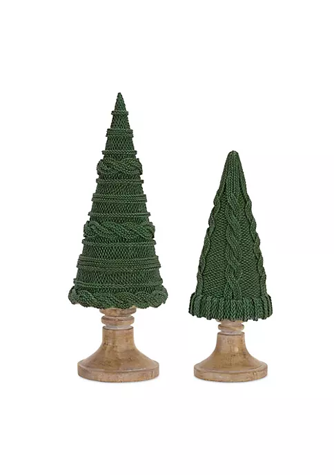 Wholesale โจ Melrose Set of 2 Green ๐ Christmas Tree on Pedestal Tabletop Decors 18.25" โจ 1 Wholesale โจ Melrose Set of 2 Green ๐ Christmas Tree on Pedestal Tabletop Decors 18.25" โจ