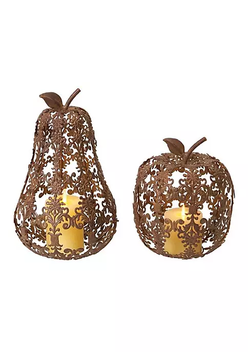 Best Sale ๐งจ Melrose Set of 2 Bronze Apple and Pear ๐ช Thanksgiving Pillar Candle Holders 13" ๐ 2 Best Sale ๐งจ Melrose Set of 2 Bronze Apple and Pear ๐ช Thanksgiving Pillar Candle Holders 13" ๐ - Image 2