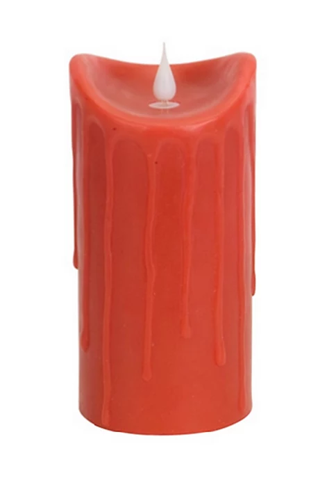 Discount 🔔 Melrose 7" Red-Orange Dripping Wax Flameless LED Lighted Pillar Candle with Moving Flame 🎉 1 Discount 🔔 Melrose 7" Red-Orange Dripping Wax Flameless LED Lighted Pillar Candle with Moving Flame 🎉