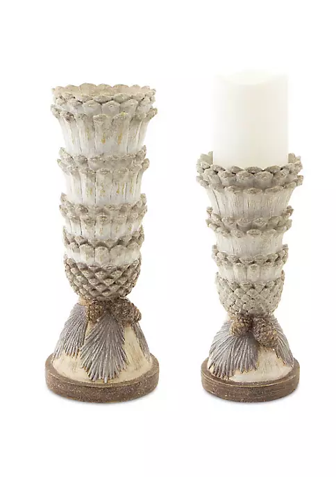 Best Pirce ⭐ Melrose Set of 2 Elegant Pine Cone 🔔 Christmas Candle Holder Table Top Decoration 12" 🤩 1 Best Pirce ⭐ Melrose Set of 2 Elegant Pine Cone 🔔 Christmas Candle Holder Table Top Decoration 12" 🤩