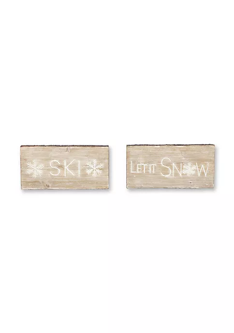 Budget 🔔 Melrose Set of 2 Let It Snow and SKI 🎁 Christmas Plaque 15.75" 🎁 2 Budget 🔔 Melrose Set of 2 Let It Snow and SKI 🎁 Christmas Plaque 15.75" 🎁 - Image 2
