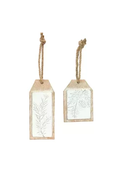 Best Sale ❤️ Melrose Set of 6 Resin Pine Branch Tag ❄ Christmas Ornaments 6.75" 🎉